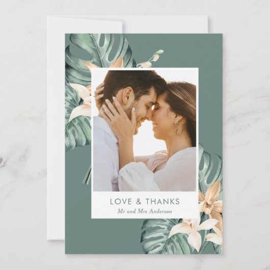 トロピカルフローラ結婚写真お礼 サンキューカード (正面)