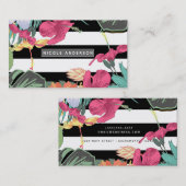 トロピカルフローラ葉フラワーズシックボタニカル 名刺 (正面/裏面)
