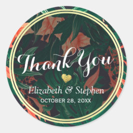 トロピカルフローラ金ゴールド結婚フレームの感謝 ラウンドシール