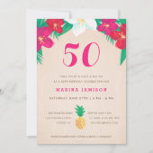 トロピカルフローラ&パイナップル50th誕生日パーティー 招待状 (正面)