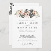 トロピカルフローラ&パームボヘミアン結婚式招待状 案内状 (正面/裏面)