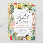 トロピカルフローラ&フルーツウォーターカラーブライダルシャワー 招待状 (正面/裏面)