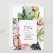 トロピカルフローラ&ボタニカルオウムブライダルシャワー 招待状 (正面)