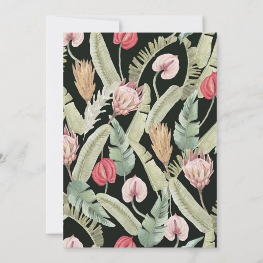 トロピカルフローラ&ボタニカルオウム1st誕生日 招待状 (裏面)