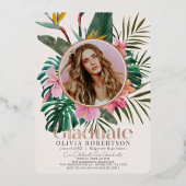 トロピカルフローラ・植物写真卒業 箔招待状 (正面)