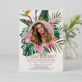 トロピカルフローラ・植物写真卒業 箔招待状 (立ち正面)