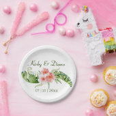 トロピカルブケ結婚ス ペーパープレート (パーティー)