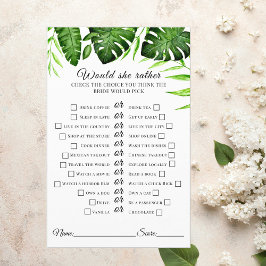 トロピカルブライダルシャワーは彼女はむしろ緑をゲーム