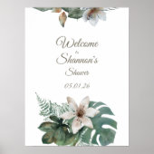 トロピカルブライダルシャワーウェルカムサイン | ジャングルグリーン ポスター (正面)