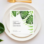 トロピカルブライダルシャワーグリーンリースクリプトウォーターカラー スタンダードカクテルナプキン