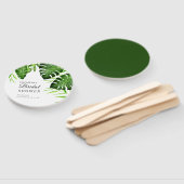 トロピカルブライダルシャワーグリーンリースクリプトウォーターカラー ハンドファン (組立なし)