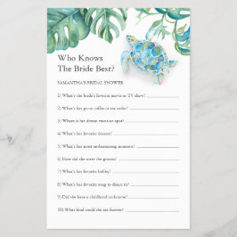 トロピカルブライダルシャワーゲームズ新婦を知っている チラシ