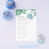 トロピカルブライダルシャワーゲームズ新婦を知っている チラシ (シングル)