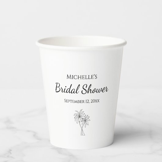 トロピカルブライダルシャワーシンプルエレガントパームツリー 紙コップ (裏面)