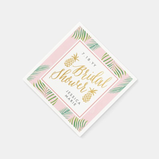 トロピカルブライダルシャワーパーソナライズされたナプキン スタンダードカクテルナプキン (角)