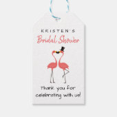 トロピカルブライダルシャワーピンクフラミンゴ ギフトタグ (正面)