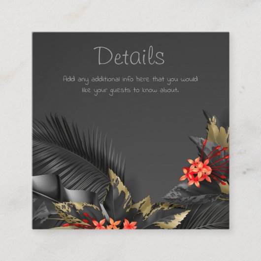 トロピカルブラックと金ゴールド離れの詳細 エンクロージャーカード (正面)