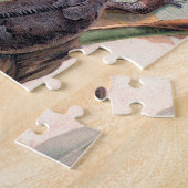 トロピカルブラックイグアナ、ヴィンテージ ワイルド爬虫類動物 ジグソーパズル (側面)