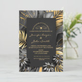 トロピカルブラックシルバーと金ゴールドパーム離れズ結婚の 招待状 (スタンド正面)