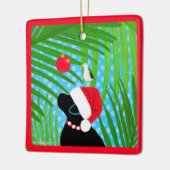 トロピカルブラックラボサンタドッグクリスマスオーナメント セラミックオーナメント (左)