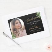 トロピカルブラック金ゴールドアーチグラード写真卒業 長方形シール (封筒)