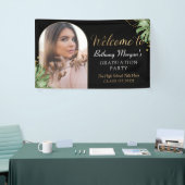 トロピカルブラック金ゴールドアーチ写真卒業へようこそ 横断幕 (トレードショー)