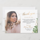 トロピカルブラック金ゴールドアーチ写真卒業 サンキューカード (正面)