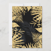 トロピカルブラック金ゴールドパームスシャンパンバースデーパーティー 招待状 (裏面)