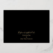 トロピカルブランチバブリーブライダルシャワーブラック&金ゴールド 箔招待状 (裏面)