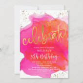 トロピカルブランチパーティの招待状編集可能ピンクオラ 招待状 (正面)