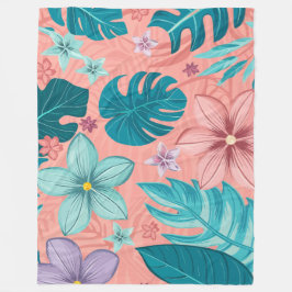 トロピカルブリスフローラ、パステル離れス&フラワー フリースブランケット