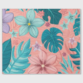 トロピカルブリスフローラ、パステル離れス&フラワー ラッピングペーパー (フラット)