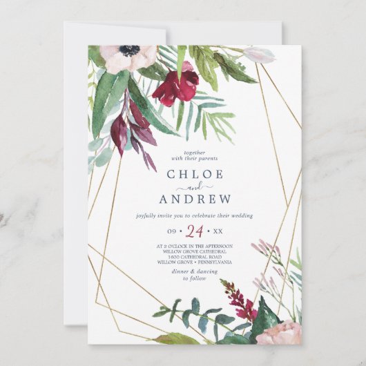 トロピカルブリーズカジュアル幾何結婚の 招待状 (正面)