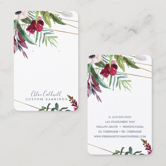 トロピカルブリーズジオメトリックイヤリングディスプレイカード 名刺 (正面/裏面)