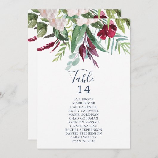 トロピカルブリーズテーブル番号座席表カード (正面/裏面)