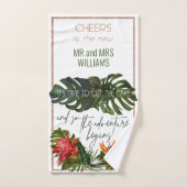 トロピカルブリーズラッシュフローラ結婚のケーキを切る ハンドタオル (ハンドタオル)