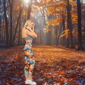 トロピカルブリーズ抽象デザインエネル鮮やかギー カプリレギンス