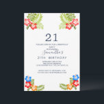 トロピカルブリーズ21st誕生日招待状 招待状<br><div class="desc">この祝トロピカルな招待でパラダイスで21エレガント歳の誕生日。赤、バーガンディ、赤面ピンク、白の花がアクセントの水色の緑の豊かなリースを備えた本デザインはリラックス、ハワイアンのお祝いのエッセンスとエッセンスを取り入れまインスパイアす鮮やか。春や夏の誕生日パーティーに最適な、この招待は忘れられないスタイリッシュイベントのトーンを設定する。独自の詳細を作るためにパーソナライズ！</div>