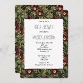 トロピカルブルガンディレッドオーキッドフローラブライダルシャワー 招待状 (正面/裏面)