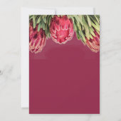 トロピカルブルゴーニュピンクキングプロテア結婚フローラ 招待状 (裏面)