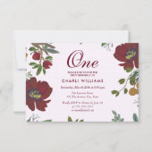 トロピカルブルゴーニュ花1st誕生日パーティー招待状 招待状 (正面)