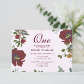 トロピカルブルゴーニュ花1st誕生日パーティー招待状 招待状 (スタンド正面)