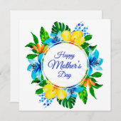 トロピカルブルーとイエローフローラハッピーマザーズデー シーズンカード (正面/裏面)
