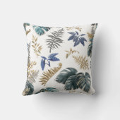 トロピカルブルーとゴールデン離れズのパターン枕 クッション (裏面)