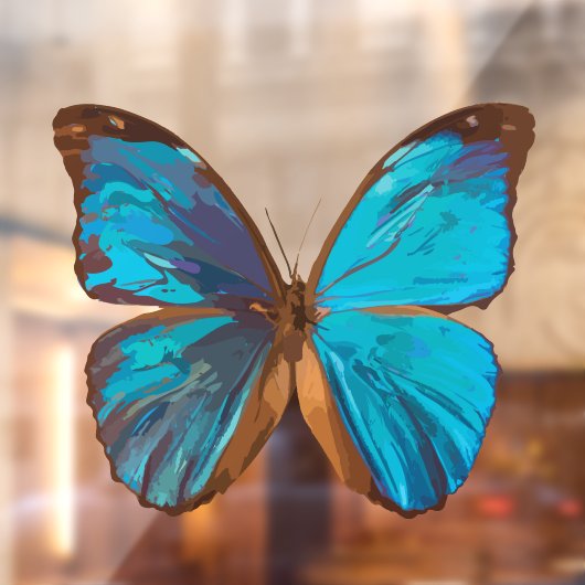 トロピカルブルーとターコイズジェムカラーバタフライ ウィンドウサイン (シート2)