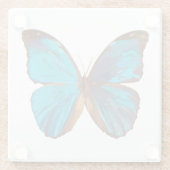 トロピカルブルーとターコイズジェムカラーバタフライ ガラスコースター (裏面)