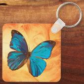 トロピカルブルーとターコイズジェムカラーバタフライ キーホルダー (裏面)