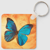 トロピカルブルーとターコイズジェムカラーバタフライ キーホルダー (裏面)
