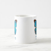 トロピカルブルーとターコイズジェムカラーバタフライ コーヒーマグカップ (中央)