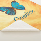 トロピカルブルーとターコイズジェムカラーバタフライ シェルパブランケット (3/4)